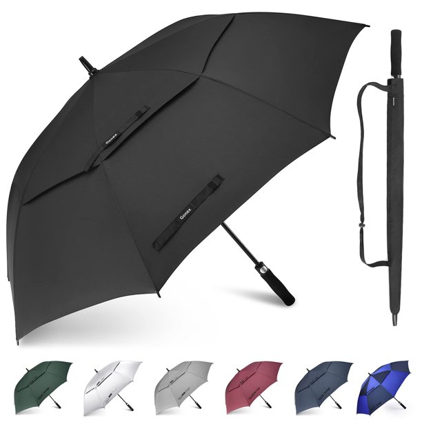 Paraguas de golf Gonex extra grande, 173 cm, apertura automática, negro