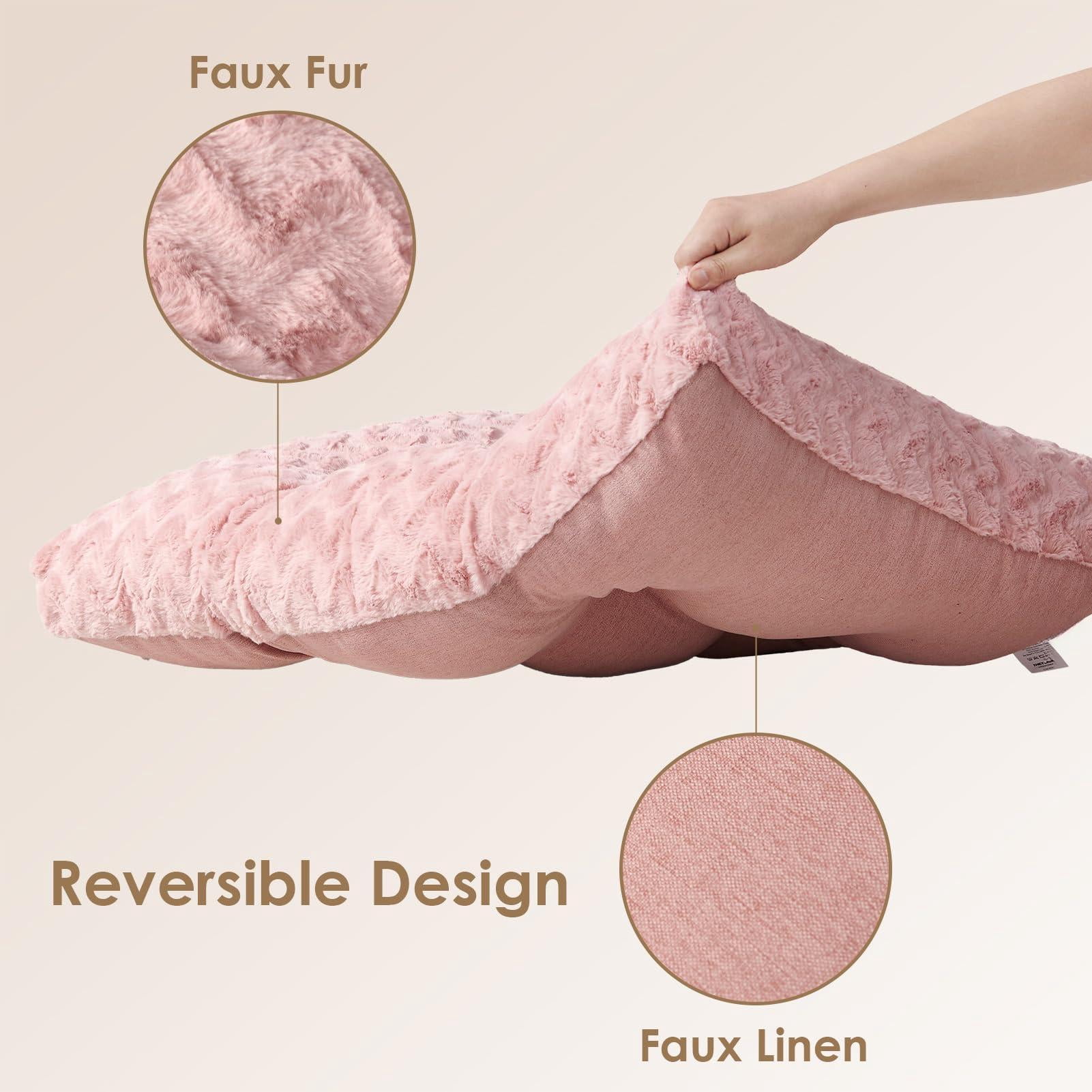 Washable Xl Dog Bed For Crate 41x27 Inch  Reversible Kennel Pad Extra Large Dogs Weight Up To 75 Lbs Plush And Comfy Pet Sleeping Mat Pink