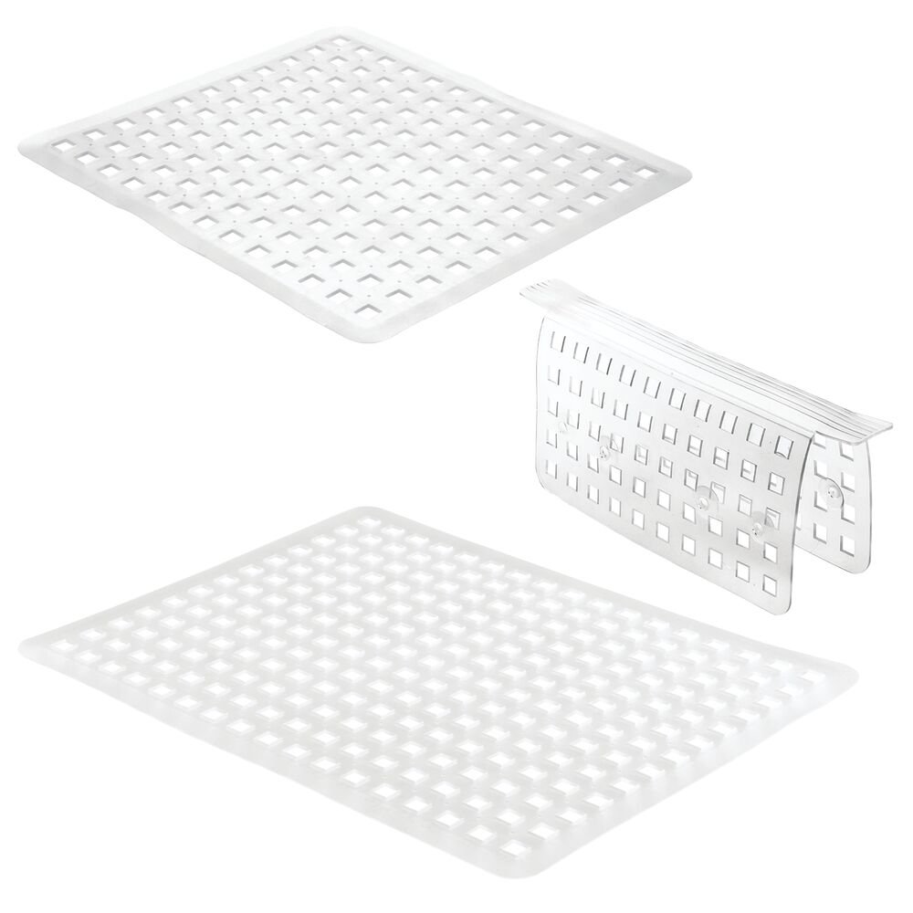 mDesign Kitchen InSink Protector Set 1 Sink Saddle, 2 Mats (Reg & L