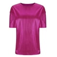 thumbnail image 6 of Fashion Olyvenn Women's Metallic Shiny Top Round Neck Short Sleeve Party Disco Tee Shirt Top Crew Neck Summer Fashion Shirts Hot Pink L, 6 of 9