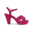 thumbnail image 3 of BLISSFUL STEP Women's Fashion Platform Strap Slingback Chunky Heel Open Toe Sandals HotPink 7, 3 of 7