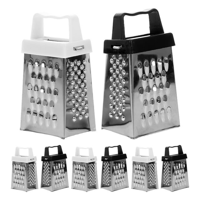 Mini rallador de queso de acero inoxidable de 8 piezas, de cuatro lados, multifunción, para cortar verduras, queso, ajo, zanahorias y más.