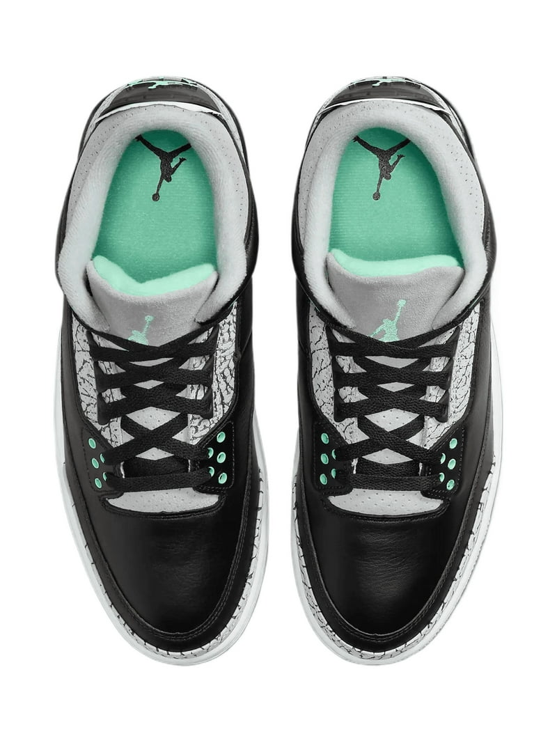 Men's Jordan 3 Retro Black/Green Glow-Wolf Grey (CT8532 031) - 9.5