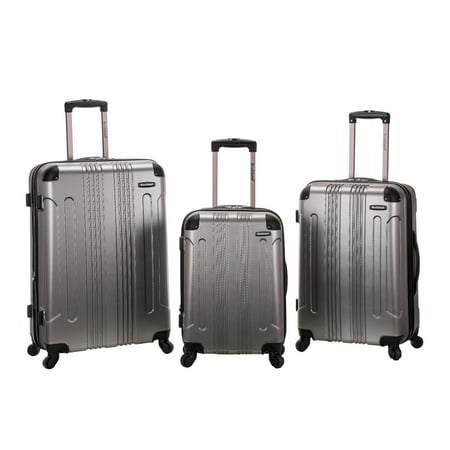 Rockland 20â€ Unisex 3-Piece Hardside Spinner Luggage Set, Black