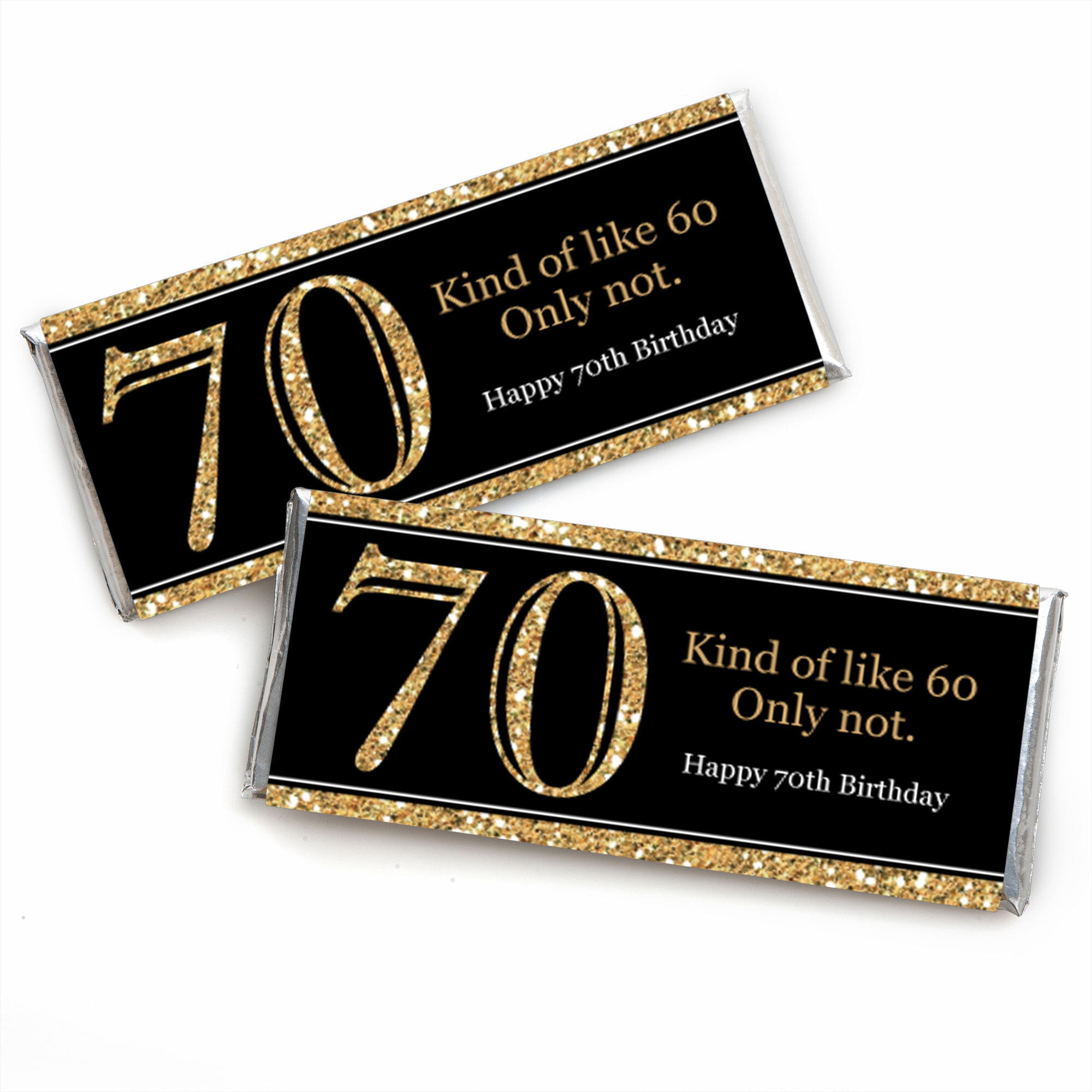 Adult 70th Birthday - Gold - Candy Bar Wrappers Birthday Party Favors - Set of 24 - Walmart.com