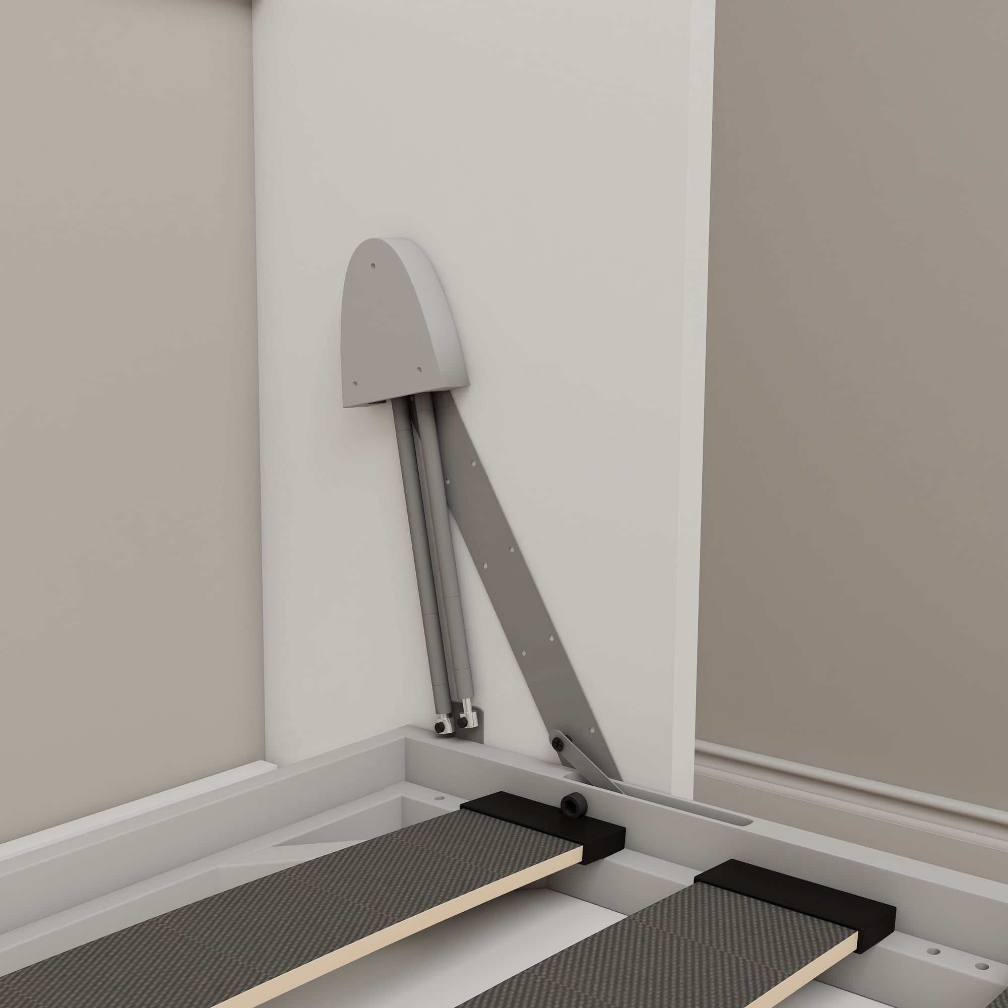 DIY Cabinet Folding Bed Hardware Kit, Queen Size Vertical Murphy Wall Bed Mechanism with Automatic Leg and Hydraulic System, Grey Bed Frame
