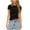 Black, variant on Fesfesfes Essentials Shirt Women's Solid Lace Patchwork Short Sleeved Round Neck T-shirt Women's Short Sleeved Round Neck Top/shirt T Shirts for Women M(US:6)