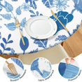 thumbnail image 4 of Round Fitted Tablecloth with Elastic Edge, Botanical Print on Durable Polyester, Reusable and Water-Resistant, Fits 44-52 Inch Dining or Patio Table, 4 of 7