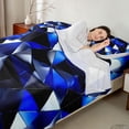 thumbnail image 4 of Castle Fairy Futuristic Cubes Triangle Facet Bed Sheets 4-Piece,Mid Century Polygon Full Size Sheets,Royal Black Silver,1 Flat Sheet, 1 Fitted Sheet and 2 Pillowcases, 4 of 7