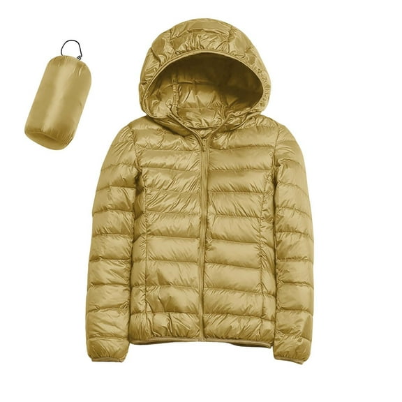 Niaviben Lightweight Puffer Jacket Women Puffer Jacket Womens with Hood Cropped Puffer Jacket Women Ladies Jackets Womens Fall Jackets Winter Coat Women Winter Jackets Beige L
