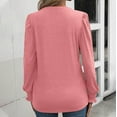 thumbnail image 6 of Abomasnow 2025 Fall Long Sleeve Tops for Womens Casual V Neck Pleated Front Shirts Solid Smocked Cuffs Sleeves Tunic Blouse Casual Loose Fashion T Shirts, 6 of 6