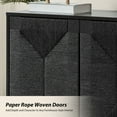 thumbnail image 2 of Boho Storage Accent Cabinet 2 Rope Woven Doors Set of 2 with Cable Management Black, 2 of 7
