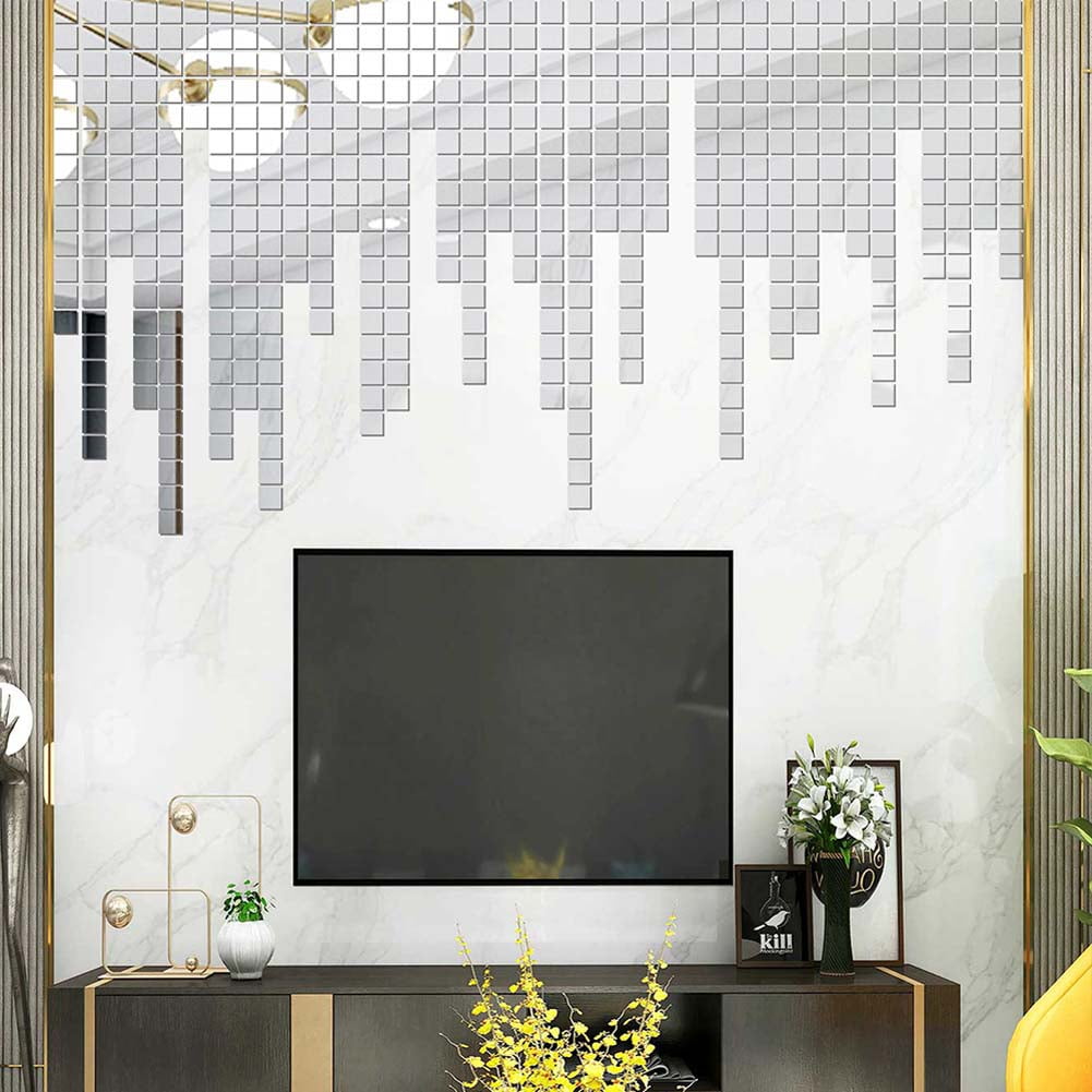 100Pcs/Set DIY Acrylic Mirror Dot Wall Stickers Decals Home Living Room Decor 