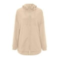thumbnail image 4 of Glonme Loose Fit Hooded Jacket Womens Casual Pockets Zip up Hoodies Tunic Sweatshirt Plus Size Long Hoodie Jacket Khaki 2XL, 4 of 6