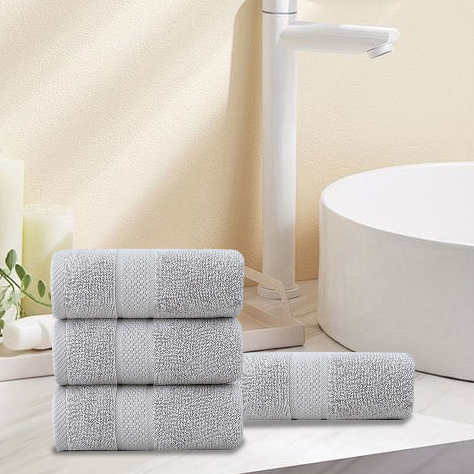 AUHomi Elegance Organic Cotton Face Towel - Super Soft, Quick Dry, Durable, Absorbent Oversized Face Towels - Ideal Quick Dry Large Luxury Towel Set for Shower,Cleanse the Face,(30"x14", 4pcs)Gray
