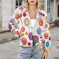 thumbnail image 3 of Jackets for Women Winter Coat Jackets Flannel Stand Collar Jacket(Sweets And Rainbow Lollipops Pattern,Size:S-4XL), 3 of 7