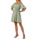 thumbnail image 4 of INSPIRE CHIC Women's Off the Shoulder Dresses Casual Puff Sleeve Mini Floral Dress Green XS, 4 of 6