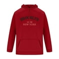 thumbnail image 4 of USNSM Men's Fashion BROOKLYN 1898 NEW YORK Letter Printed Hoodie Casual Hispter Sport Pullover Tops Long Sleeve Drawstring Hooded Sweatshirt with Pocket Red L, 4 of 5