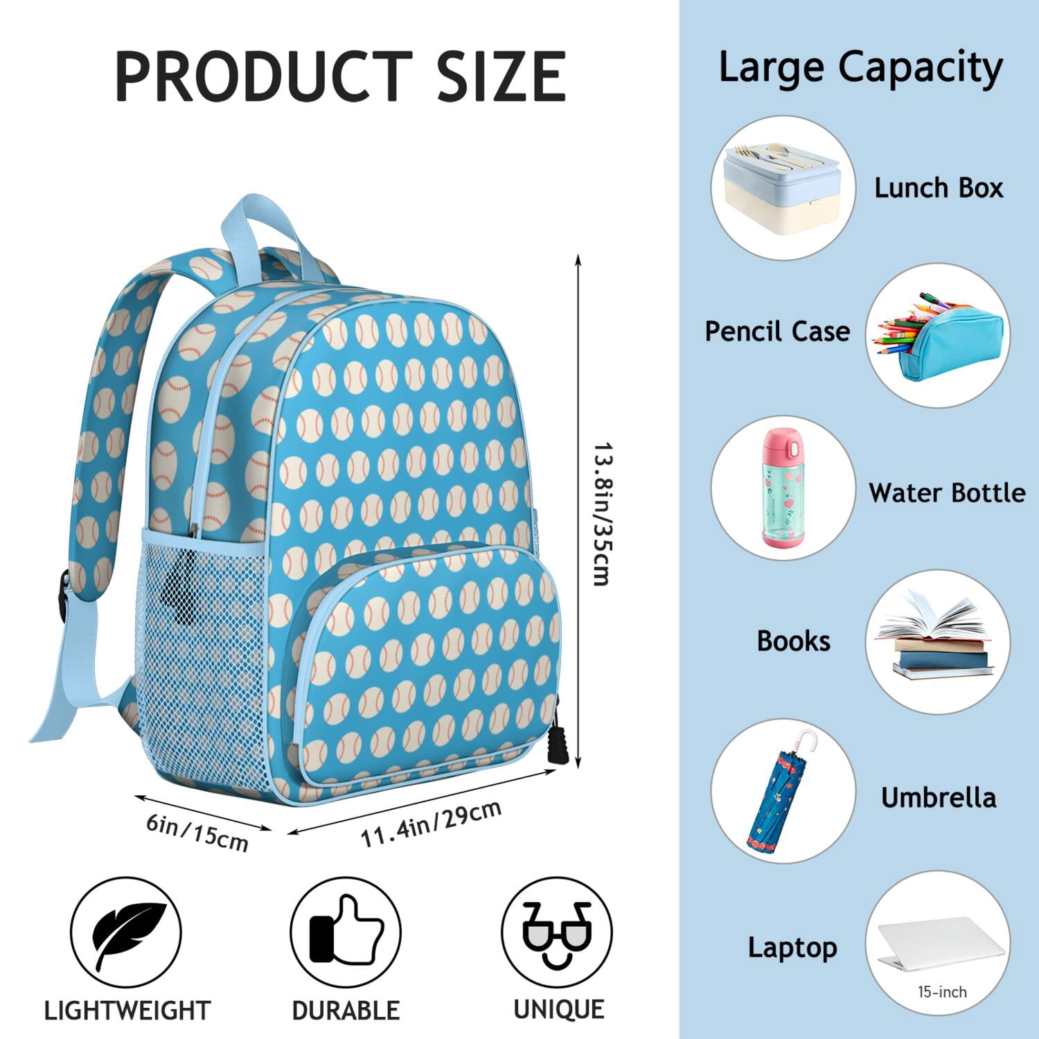 Ergonomic Backpack for Boys - Waterproof, Adjustable with Sports Design for Baseball, Soccer, and Tennis