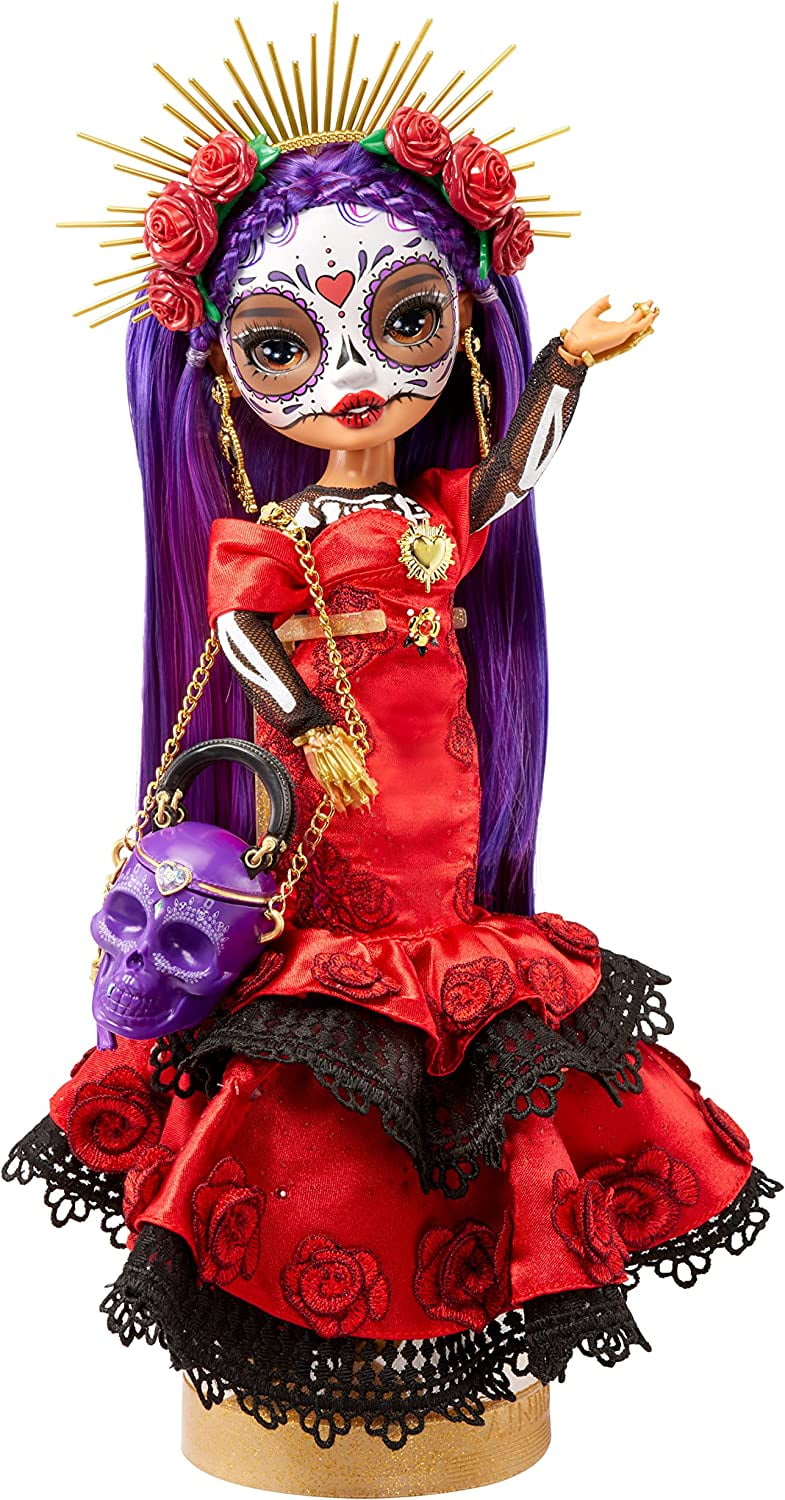 Rainbow High 2022 Celebration Edition Día De Los Muertos Maria Garcia Fashion Collector Doll 11 in. Celebratory Face Painting & Calavera Purse. Light Up Display & Premium Accessories. Great Gift