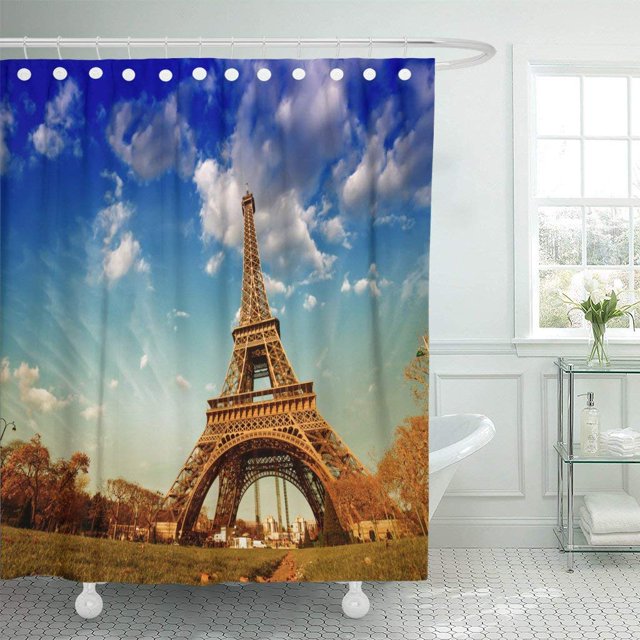 Cortina de Ducha ABPHQTO Vista Maravillosa de La Torre Eiffel en París 160x180 cm