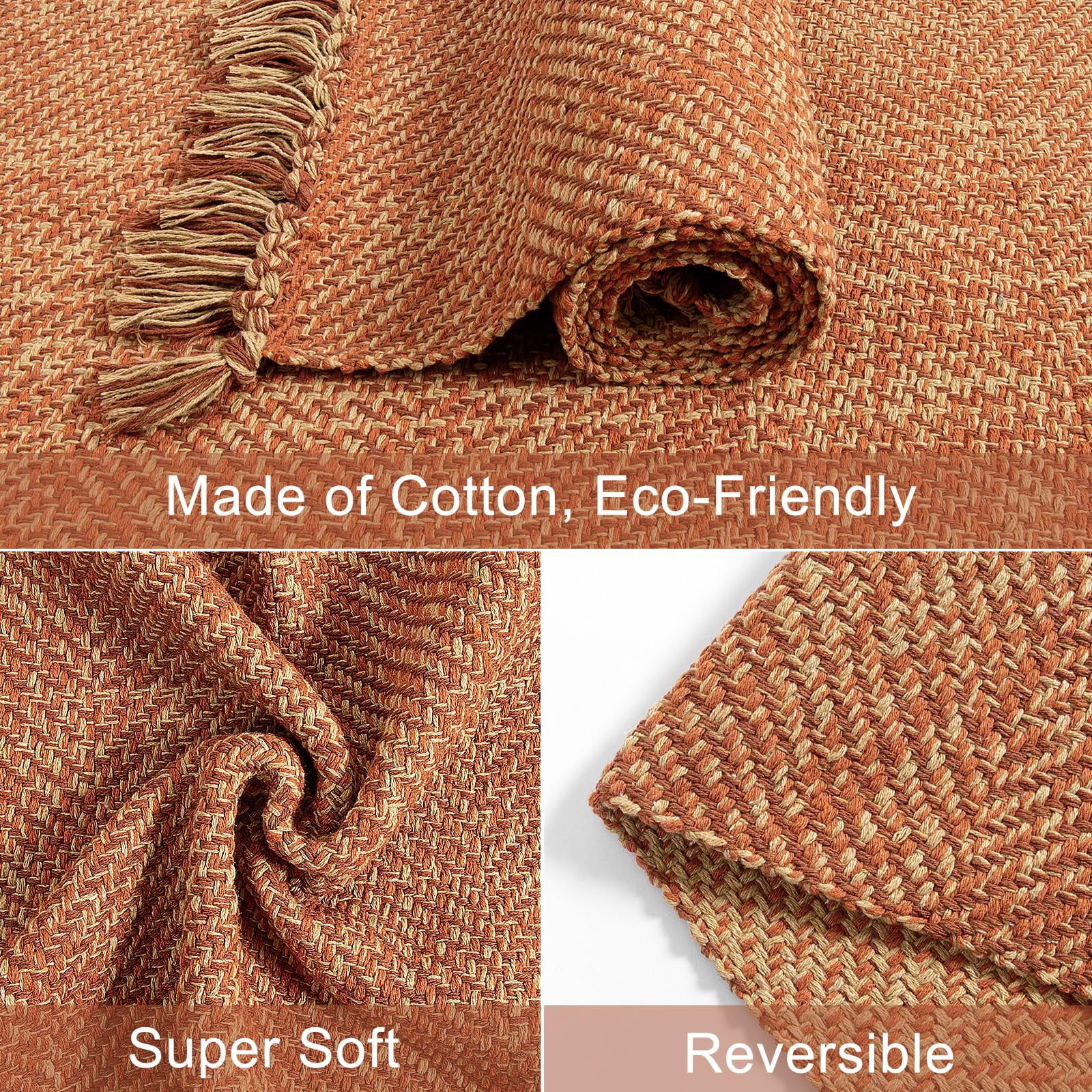 SUNDEREY 3'x5' Washable Bedroom Rugs,Area Rug,3x5ft Bohemian Kitchen Rug, Cotton Woven Entryway Rug, Modern Braided Door Mat,Stain Resistant Boho Rug Low-Pile Throw Rug for ‎Dining Room Office,Red