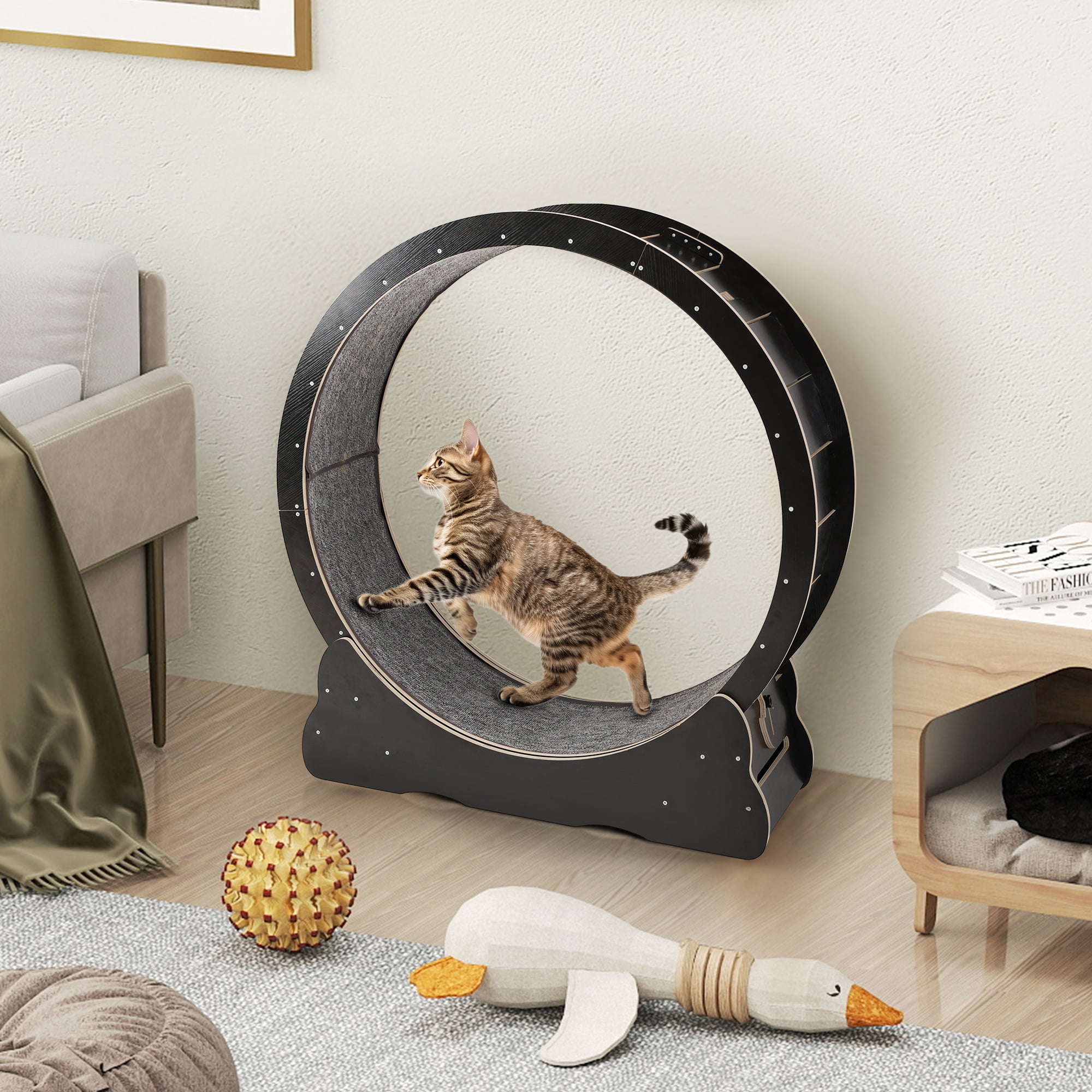 YODOLLA 45” Cat Treadmill Large XL Quiet Cat Exercise Running Wheel for Indoor Cats,Black