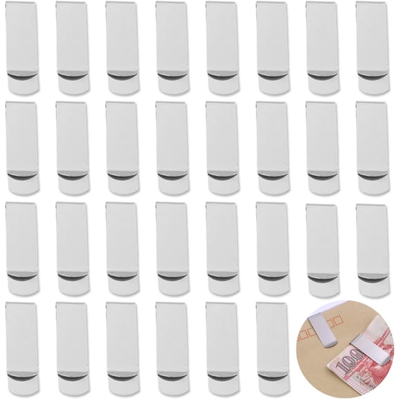 30 pcs Money Clip, Stainless Steel Wallet Credit Card Holder Cash Clip for Men Women, Business Card Holder Pocket for Front Pocket Minimalist Wallet Clip - Silver