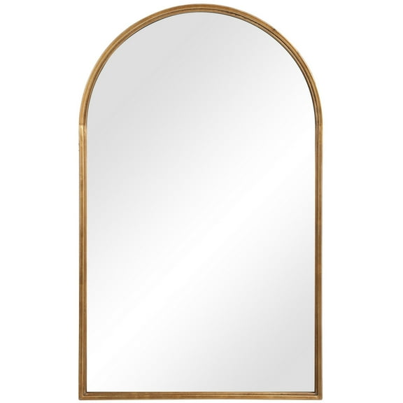 39 Inches Arched Top Metal Frame Accent Mirror, Gold- Saltoro Sherpi