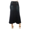 thumbnail image 5 of Be-Girl Women's Plus Long Denim Skirt, A-Line Maxi Length, Contrast Stitching - SG-87984, 5 of 5