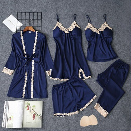 

Female Pajamas Set 5pcs Sleepwear Lace Comfortable Sleepwear Loungewear