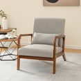 thumbnail image 3 of Costway Set of 2 Accent Chairs Leisure Armchair with Rubber Wood Frame&Lumbar Pillow Gray, 3 of 8