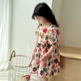 thumbnail image 4 of Ropa de verano para niñas de 1 a 10 años, vestido de flores de Color dulce para niñas, vestido de princesa con mangas abullonadas y cuello cuadrado, trajes para niños 2025, 4 of 6