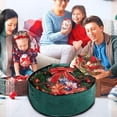 thumbnail image 3 of Large Christmas Wreath Storage Bag 24” - Garland Holiday Container with Tear Resistant Fabric - Featuring Heavy Duty Handles and Transparent Card Slot - (Red), 3 of 8