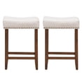 thumbnail image 1 of Giantex Wood Saddle Stools, Dining Chair w/Upholstered Cushion for Kitchen, Pub, 1 of 6