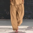 thumbnail image 7 of Linen 2 Piece Outfits for Women Linen Shirt and Shorts Co Ord Sets Button Drawstring Waist Loose Shorts Ladies Tracksuit Summer Beach Vacation Travel Clothes Khaki XXXL, 7 of 7