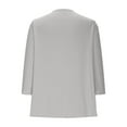 thumbnail image 5 of Holzkary Women's Long Sleeve Shirts Business Casual Outfits Dressy Tops Blouses Henley V Neck Fall Clothes Womens Autumn Spring Summer Solid V Neck Elegant Cardigan 3/4 Length Sleeve Tops Grey M, 5 of 6