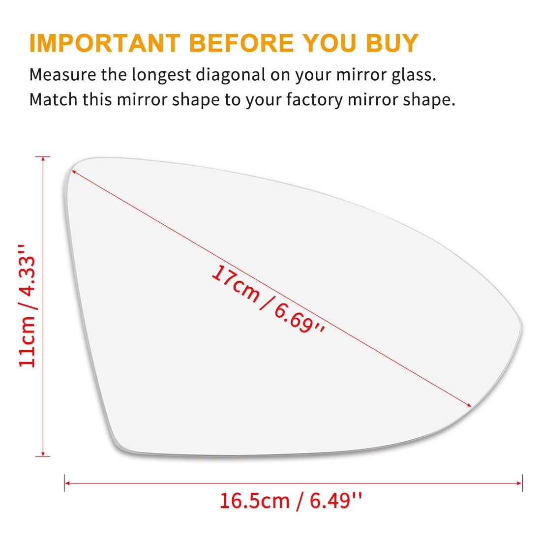 Unique Bargains Mirror Glass Heated Backing Plate Right Side Rearview Mirrors