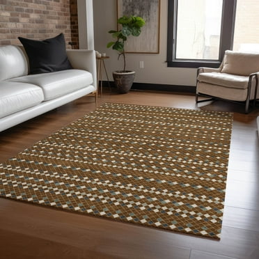 Addison Rugs Chantille Indoor/Outdoor Transitional Stripes Brown Washable Rectangle Rug, 3' x 5'