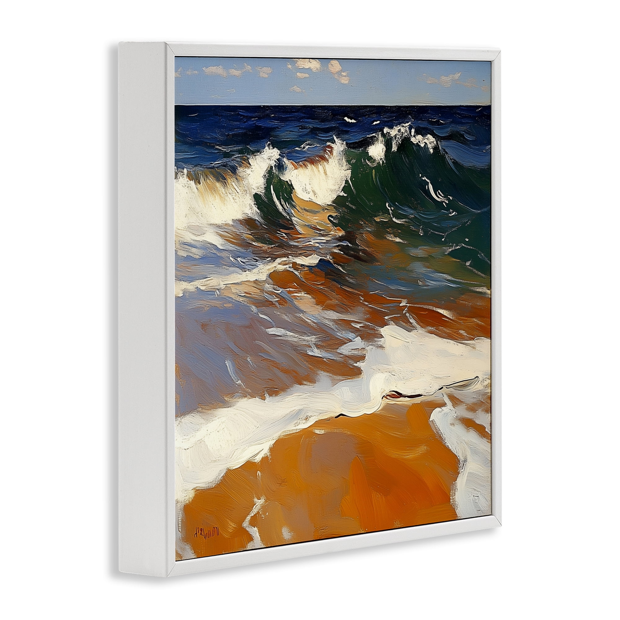 Stupell Industries Glassy Wave Break White Framed Giclee Art, design by Walker Noble