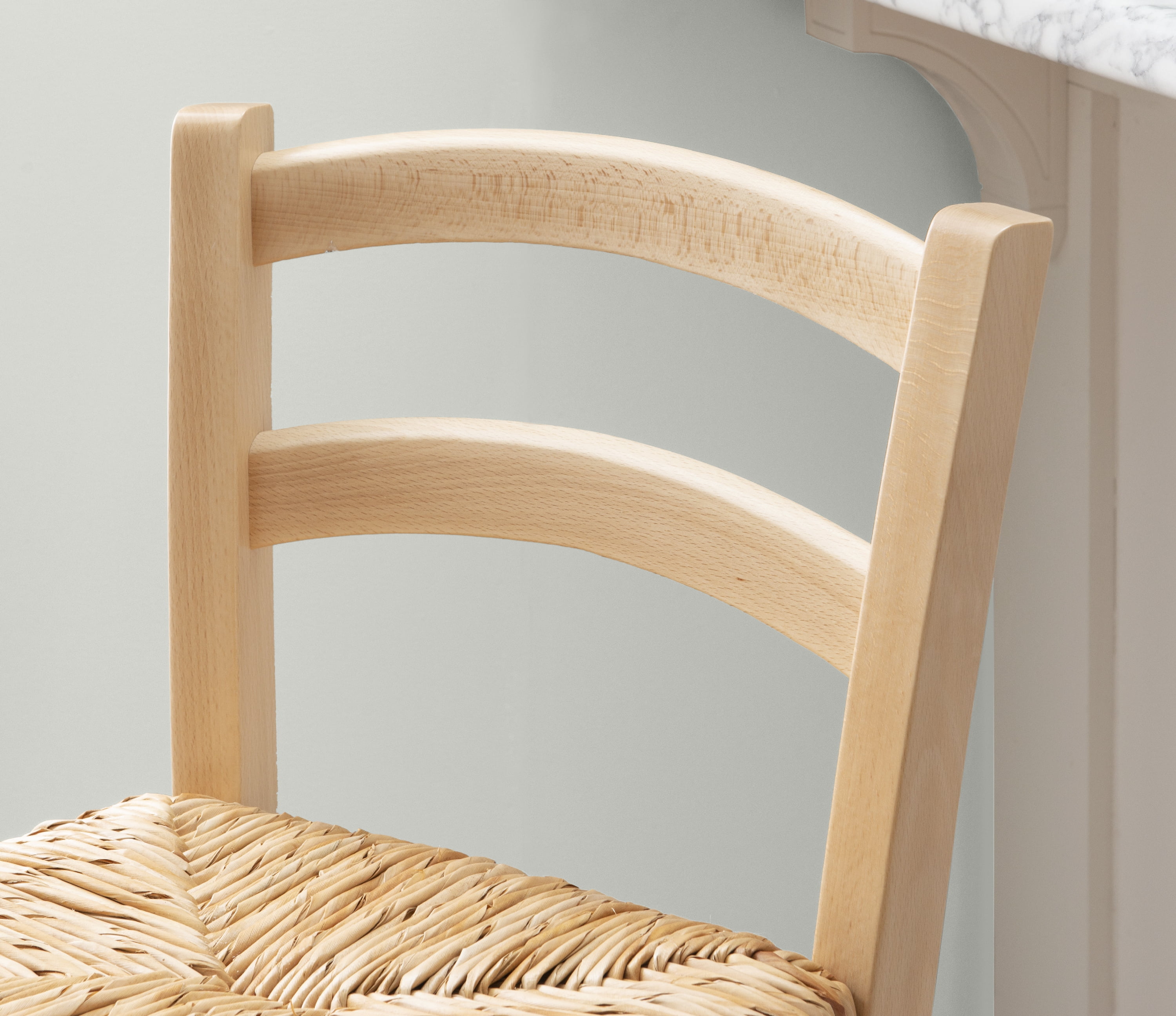 Linon Marica 28" Bar Stools, Natural Finish with Handwoven Rush Seat, Set of 2