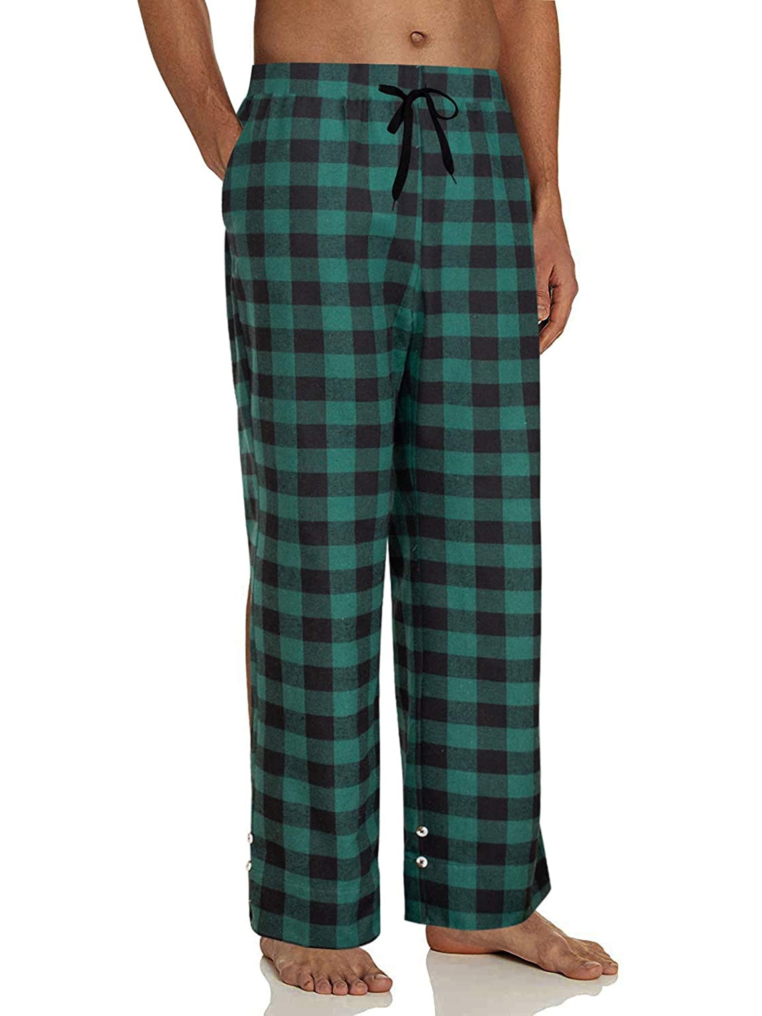 Listenwind Men's Casual Plaid Pajama Pants Mens High Waist Loose Cotton ...