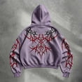 thumbnail image 5 of Men's Y2k Goth Graphic Zip Up Hoodies Long Sleeve Grunge Punk Graphic Print Streetwear Oversized Hooded Sweatshirt With Pocket W001-Purple S, 5 of 7