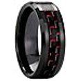 thumbnail image 3 of Bague de Mariage Incrustée de Fibre de Carbone Noir Tungstène Rouge - 8MM(9), 3 of 4
