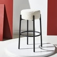 thumbnail image 4 of SAFAVIEH Couture Paisleigh Round Backless Bar Stool, Ivory/Black, 4 of 11