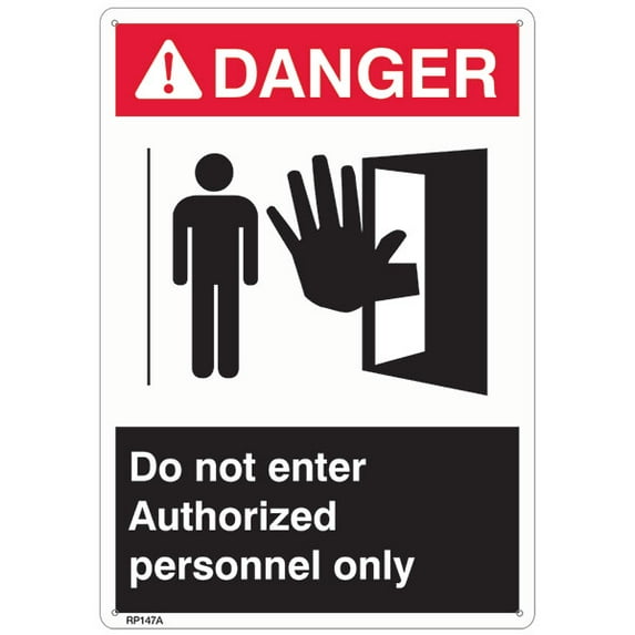 ANSI Z535 Rigid Plastic "Danger Authorized Personnel Only" Sign, 7" x 10" (104 Units)