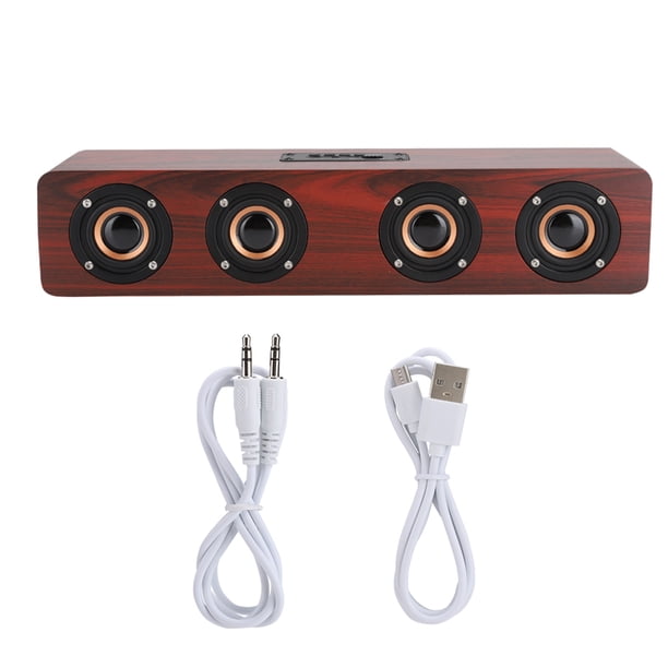 Altavoz de madera Tyrant W8 de 12 W con Bluetooth para TV, compatible con tarjeta de sonido, FM y recepción de mensajes de voz (color madera vino tinto (inglés))