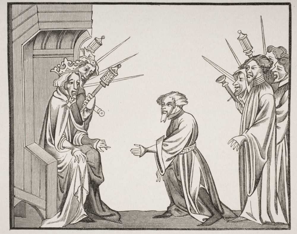 Charlemagne 742 Or 747 To 814 Receiving Oath Of Fidelity And Homage From One Of His Great Feudatories Or High Barons Facsimile From 14Th Century Miniature From Chronicles Of St Denis Canvas Art - Ken