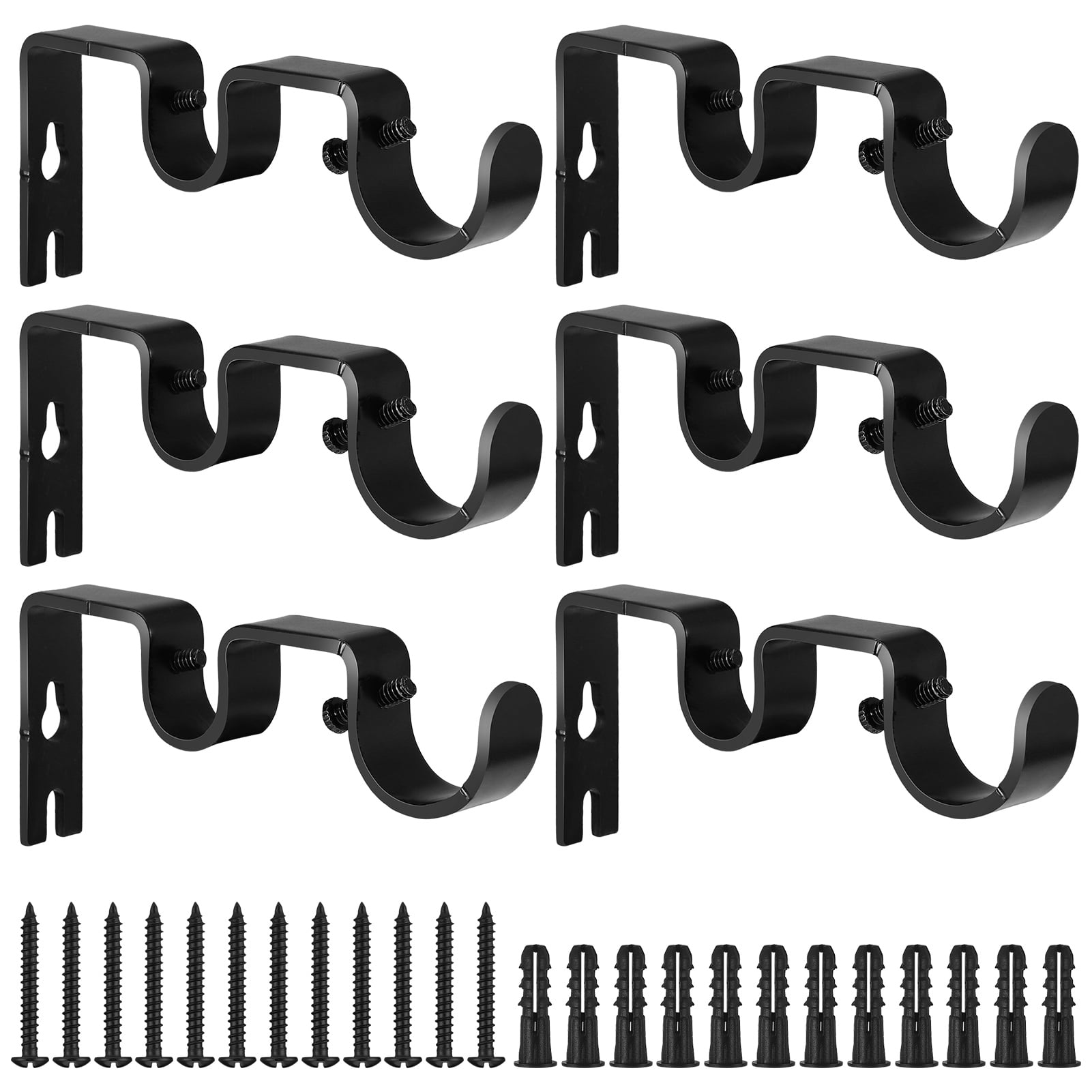 HEQUSIGNS 6 pcs Adjustable Curtain Rod Bracket Heavy Duty Curtain Rod