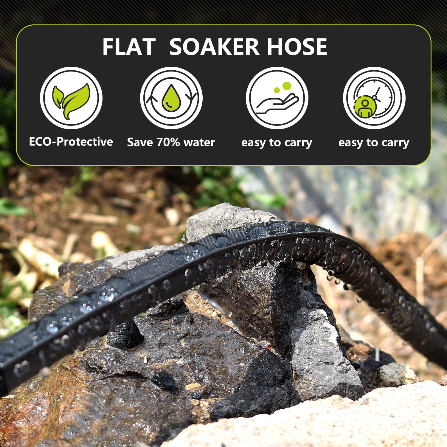 Soaker Hose for Garden Beds, Drip Irrigation Hose Save 80% Water,Garden Drip Watering Hoses for Irrigation System,Leakproof Watering Garden Hose with Holes Easy Gardening Yard Work Sprinkler Hose